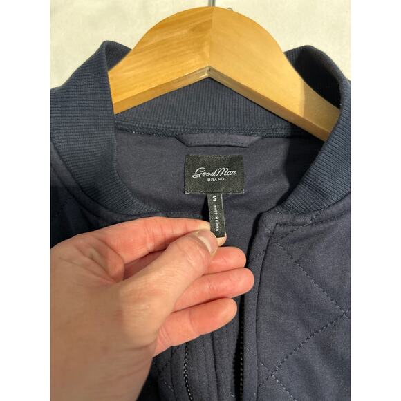 Good Man Brand Navy Blue Quilted Bomber Jacket Men's Size Small - Picture 2 of 9